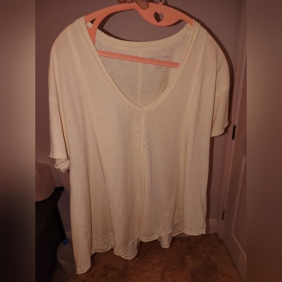 Women's Cream V-Neck Top Cropped Top - Picture 4 of 14